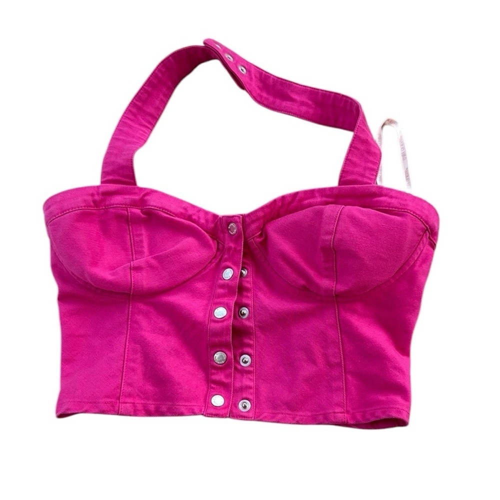 G by Guess . Pink Sleeveless Bustier Crop Top - Picture 2 of 10
